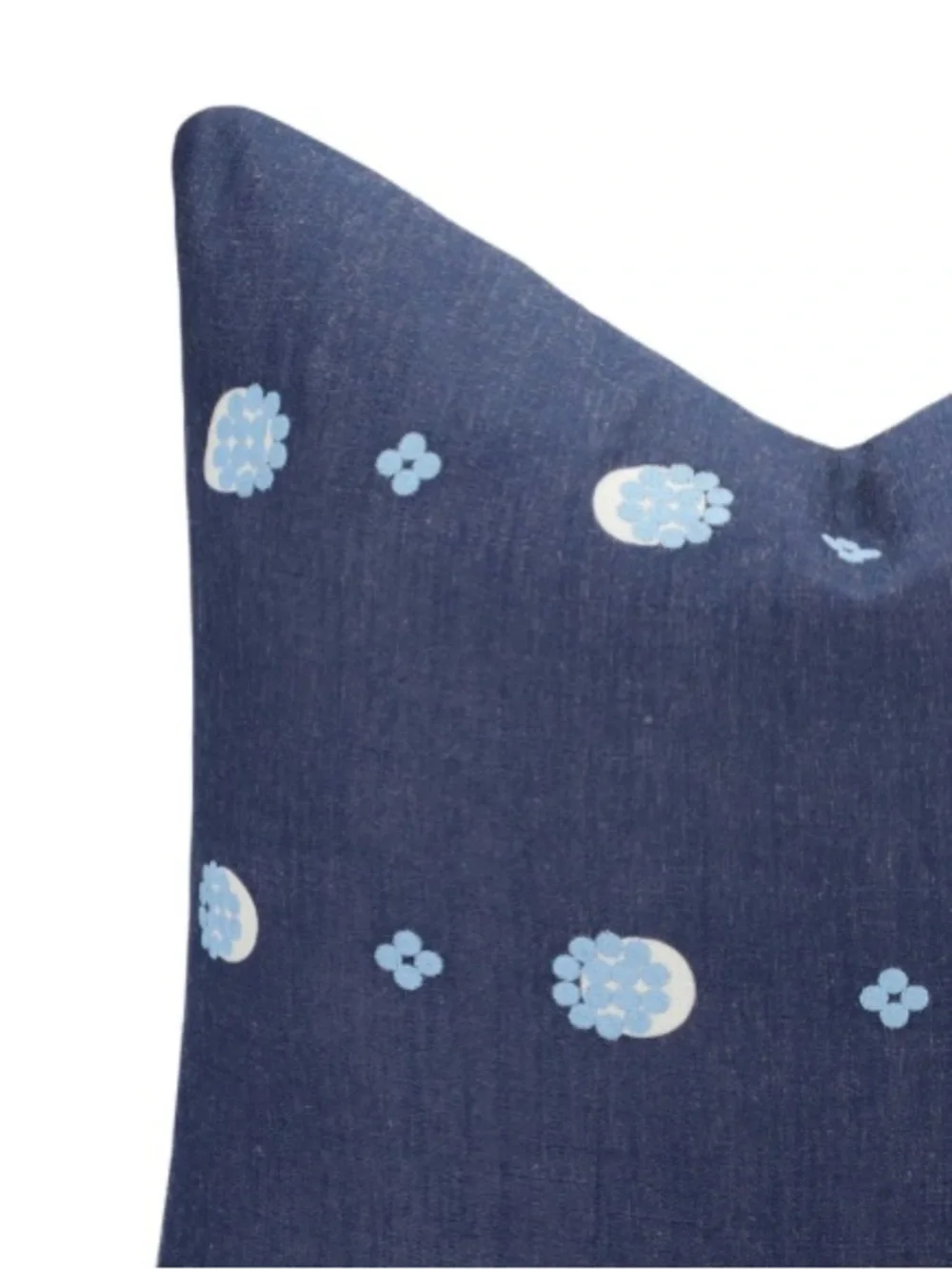 Embroidered Stripes & Dots Pillow Cover Indoor/Outdoor SQUARE 20x20” NAVY BLUE